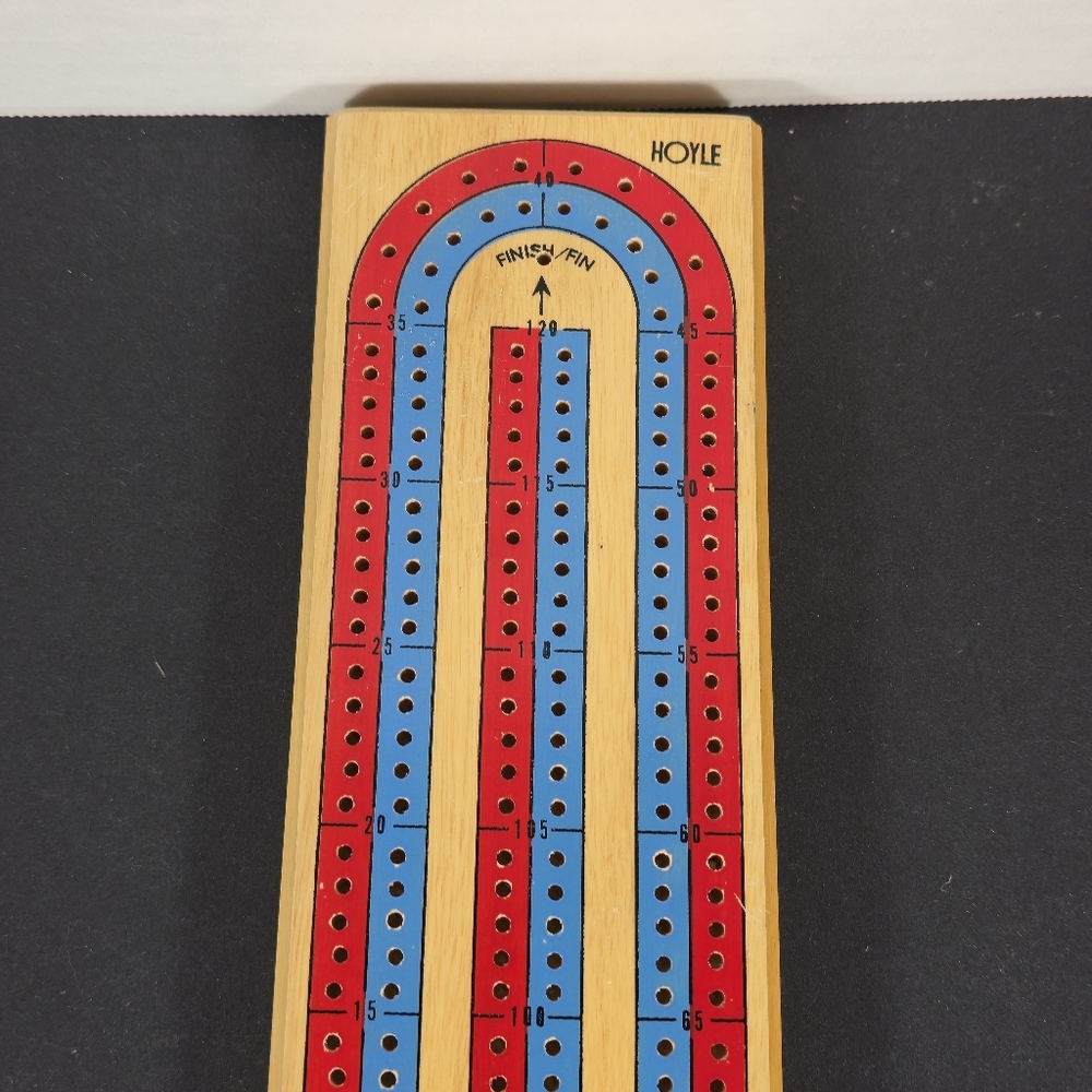 Vintage Hoyle Cribbage Board Red and Blue Crib Cards